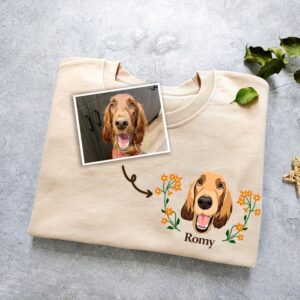 Custom Pet Face Portrait Sweatshirt,Dog Portrait Hoodie, Personalized Pet Memorial,Custom Dog Mama Sweatshirt, Dog Lover Gift
